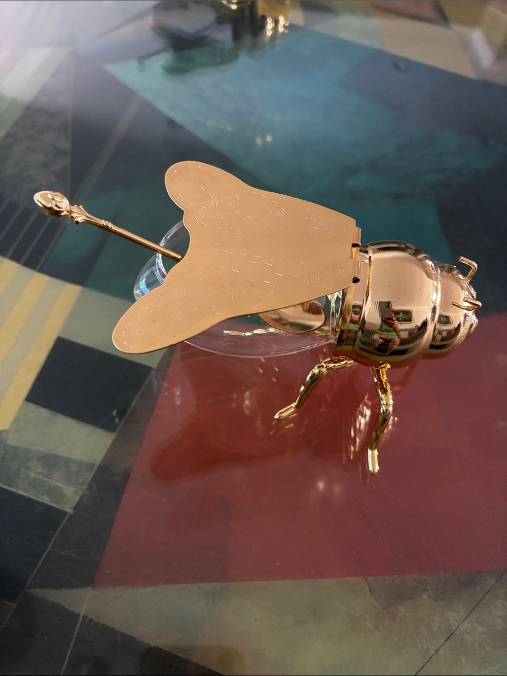 Gold Bee Decorative Glass Dish with Spoon - Home Accent can use for honey sugar